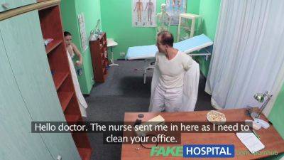 Kinky nurse in uniform can't resist cleaning a patient's room with her pussylicking skills - sexu.com