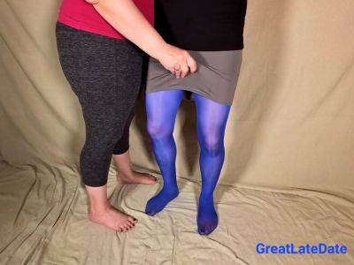 Bbw In Leggings Gives Handjob For Friend Wearing Sheath Pantyhose And Spandex Mini Skirt - hclips.com - Usa