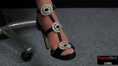 Voyeur CFNM babe in office teases wanker till cumshot - hotmovs.com