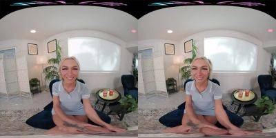 Petite blonde plays with her toys for you in VR - hotmovs.com