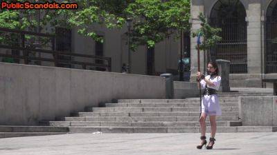 Public BDSM babe deepthroats hard cock in front of voyeurs - txxx.com