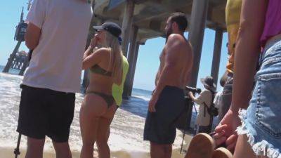 Big Buttt Blonde Green Bikini - voyeurhit.com