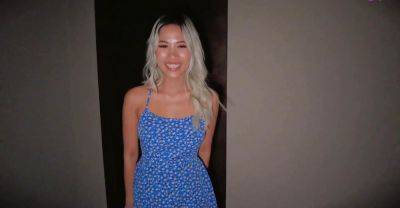 Sexy Hybrid Thai Blonde Teen In A Blue Dress Puts On A Show - sunporno.com - Thailand