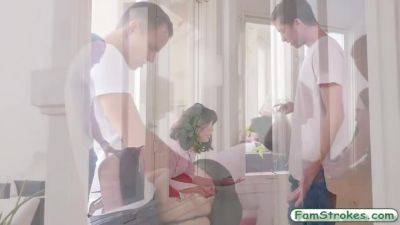 Milf Tag Teamed By Two Dudes With Huge Boobs - videomanysex.com