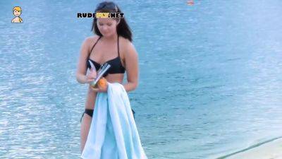 Playful Young Nudist With Nice Body Is Having Fun The Beach - hotmovs.com