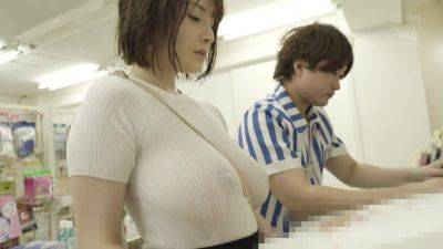 09I2423- A beautiful woman with no bra wet from the rain has her see-through big breasts played with by a store clerk - senzuri.tube