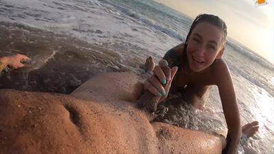 Real Couple Having Fun On A Nudist Beach. Sexy Wet Blowjob - hclips.com