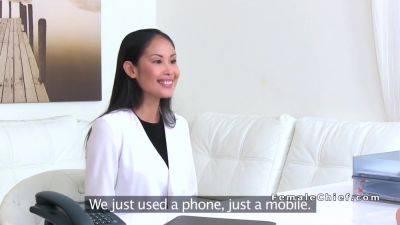 Blonde Agent And Petite Asian Licking - hclips.com