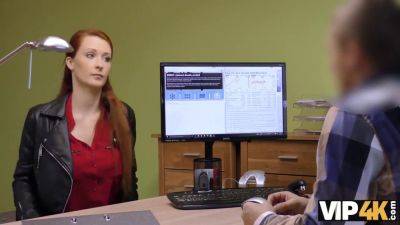 Redhead loan agent gets a taste of her gorgeous pussy in VIP4K casting - sexu.com