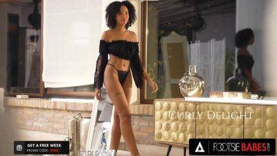 covered in cum - FOOTSIE BABES - Cute Ebony Romy Indy Gets Her Feet Covered In Cum After Anal Pleasures - hotmovs.com