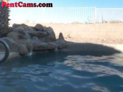 Hot Bikini Blonde Playing Outside In Pool - hclips.com