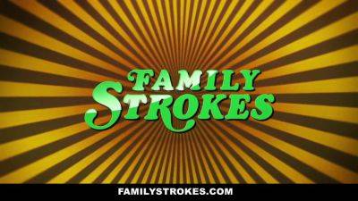 familystrokes - Sofie Maire gets her small tits jizzed on by stepson's big cock in familystrokes video - sexu.com