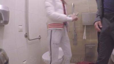 petite blonde teen fucked for cash in public restroom pov - txxx.com - Russia