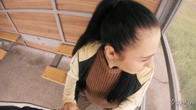 Risky Public Blowjob On A Bus Station Near The Road - Almost Caught - Black Lynn - upornia.com