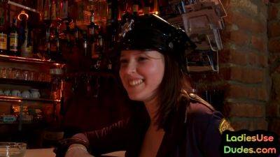 Pegging police CFNM babes in bar fuck strapon sissy in 3way - txxx.com
