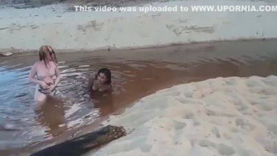 We Were After A Cock On The Beach When We Spotted A Hot Bald Man Who Gives Our Vaginas - Eliane Furacao - upornia.com