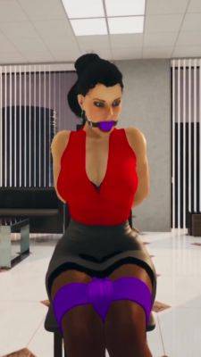 Purple Ballgagged Videogame Girl Tied To Chair - upornia.com