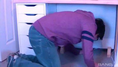 Attractive Blonde Teen Abbi Price Gives a Handjob to Nerd Cock - porntry.com