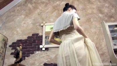 Hairy Brunette, Maia, in Stockings, Enjoys Solitude and Self-Display - porntry.com