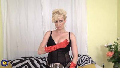 Blonde MILF Kaylea, donning stockings, enjoys solo play with toys - porntry.com