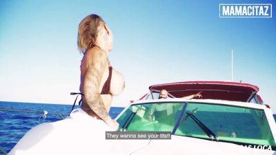 Max Cortes - Max Cortes, the busty MILF, takes a public ride on a boat with Gina Snake & swallows cum - sexu.com - Spain