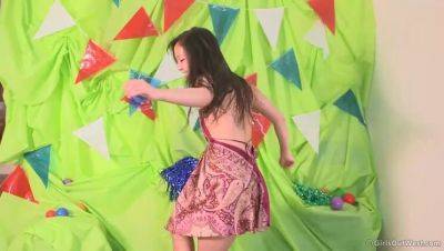 Small-Titted Brunette Gets Groovy in June - veryfreeporn.com