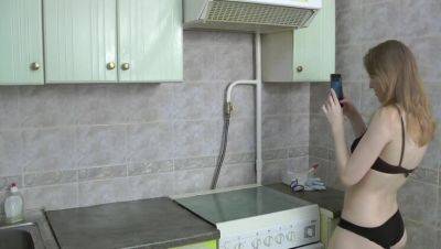 Lavatta N. & her big, natural tits: kitchen striptease & self-pleasure - veryfreeporn.com