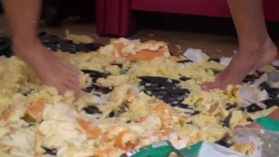 Sluts trampling food in the living room by Foot Girls - hotmovs.com