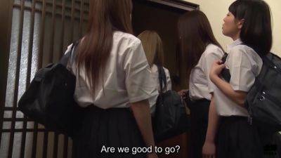 Japanese schoolgirls play truth or dare with old guys and have sex - hotmovs.com - Japan