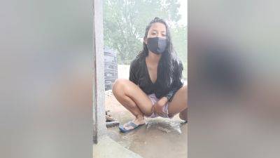 Cute Desi College Girl Playing Hard In Rain Boobies Shake - desi-porntube.com - India