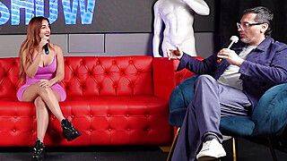 Jessica Sodi squirts on shy big dick fan in Juan Bustos SHOW ft. Khloe & Melanie - ah-me.com