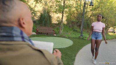 Nasty Old Bench Flasher Meets Thirsty Jogging Nymph With Ebony Mystique, Chong Dong - Brazzers - hotmovs.com