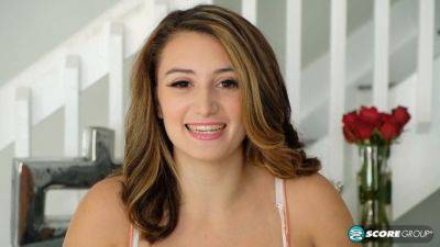 Britt James flaunts her big natural boobs and hairless pussy while teasing herself solo - sexu.com