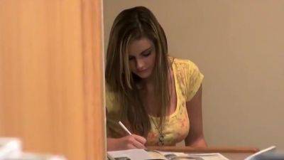 Stressed Out Student 18+ Is Talked Into Taking A Study Break - hotmovs.com