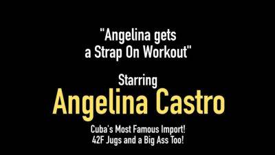 Cuban BBW Angelina Castro StrapOn Fucked by Muscular Nina - hotmovs.com - Cuba