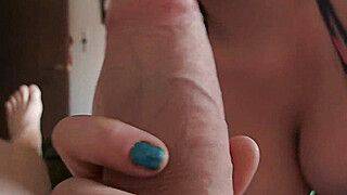 Enormous natural tits spilling out of a tight bikini top, sucking this big fat cock and getting covered in cumshots! - ah-me.com