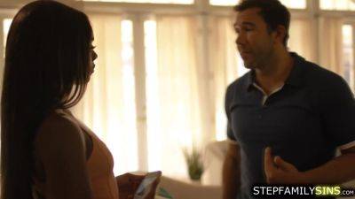 Ebony babe deepthroating and riding stepbro in laws big cock - txxx.com