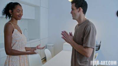 Mysterious Visitor - Hot Columbian Black Babe Gets Drilled By Huge White Cock - videomanysex.com