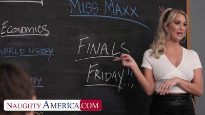 Blonde teacher Jordan Maxx wants to help her student achieve success...and erections - hotmovs.com - Jordan