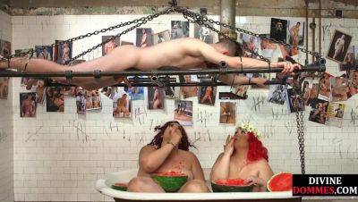 BBW food fetish domina ride sub hard cock in bathroom - txxx.com