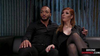 Strapon domina in leather lingerie fucks ass of Black sub - hotmovs.com