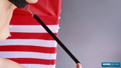 Sexy Julia is collared and cuffed to service her big-dicked master Alex! - hclips.com