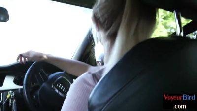 Outdoor voyeur GF teases her BF from car while he jerks cock - hotmovs.com