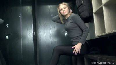 Blonde Ayda Returns Home, Undresses at the Mirror, Revealing Hairy Body and Stockings - veryfreeporn.com