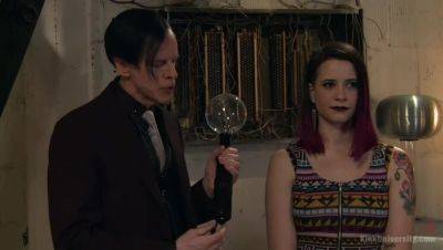 Electric Play with Inked Brunette in Stockings - porntry.com