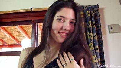 Brunette in lingerie pleasures herself on bed - porntry.com