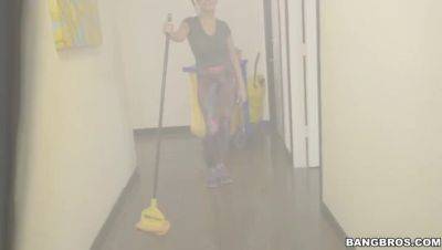 Cleaning can suck it, Jazmyn's big tits are the real fun! - veryfreeporn.com