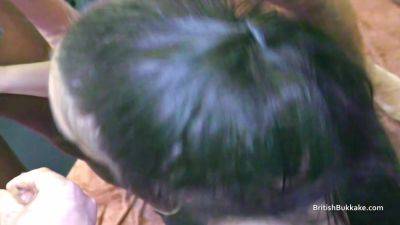 Tiny brunette deepthroats black and white cocks - hclips.com - Britain