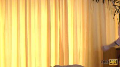 OLD4K. Minx takes pink robe off to make old boy thrust cock into her - txxx.com