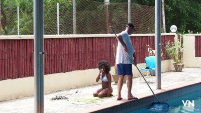 Sexy Ebony Milf Fucks Older White Caretaker In The Pool - upornia.com